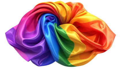 Symbolic Rainbow Scarf 3D Render – Pride & Unity PNG – Transparent Background.