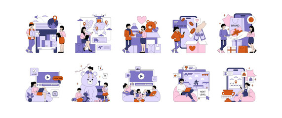 Vector Illustration of E-commerce and Online Activities