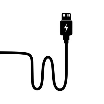 A silhouette of usb charging cable