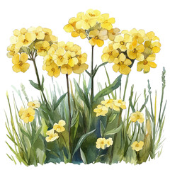 Achillea Flower, clipart vector in watercolor style with flowing brushwork, isolated on a white background. © brixel