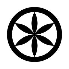 Sun of the Alps, a hexafoil symbol and ornament constructed from Flower of life, consisting of 6 petals surrounded by a ring touching the outer tips. Can be found on old house walls in Northern Italy.