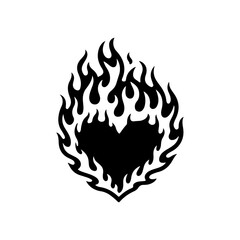 A silhouette of flaming heart