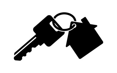 A silhouette of home key