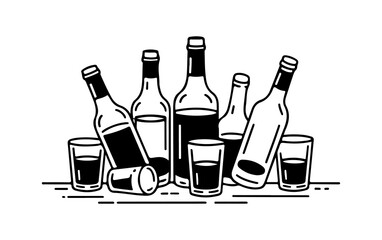 a silhouette of liquor bottles