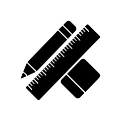 a silhouette of school supplies