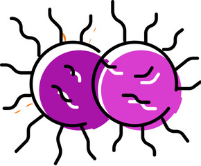 Purple bacteria microorganism icon showing disease concept