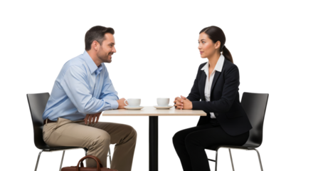 Business people discussing on table isolated on white or transparent