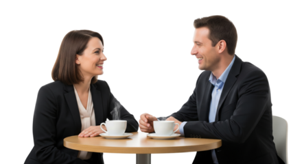 Business people discussing on table isolated on white or transparent