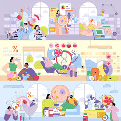 Obraz premium Vector Illustration of Nutritional Data and Health Research