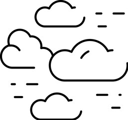 Clouds moving in wind simple line art icon