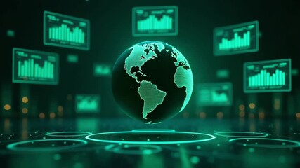 digital world map with binary code - Powered by Adobe