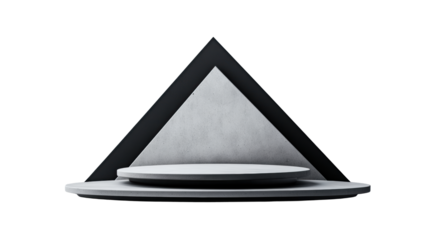 Minimalist Concrete Podium with Triangular Backdrop  on Transparent Background