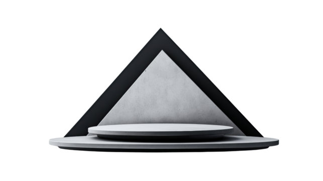 Minimalist Concrete Podium with Triangular Backdrop on Transparent Background - Powered by Adobe