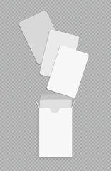 Playing card box mockup, blank cards of a poker hand deck. Vector template for betting design, casino ads, gambling business, and game cards.