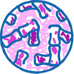 Biology cell microscopy drawing icon with pink organisms