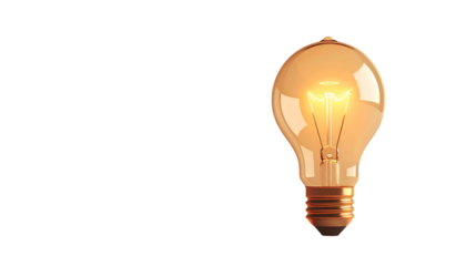 Illuminated lightbulb against a stark black background, symbolizing ideas and innovation