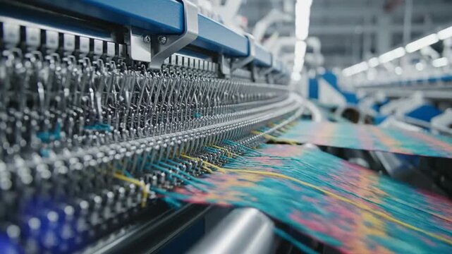 Textile weaving machine fabric production industrial manufacturing process