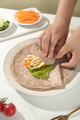 Making Healthy Buckwheat Vegetable Wrap with Fresh Ingredients