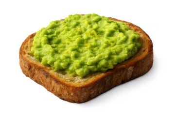 Healthy avocado toast on rustic bread, a fresh snack on a transparent background