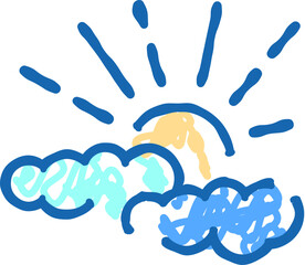 Hand drawn weather icon showing sun behind clouds