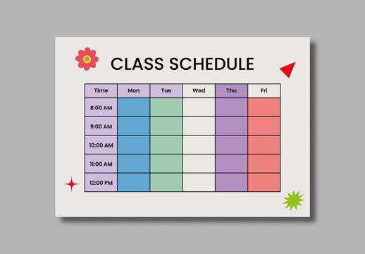 Weekly School Timetable Printable Layout