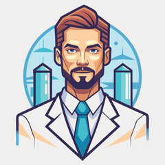 Professional Businessman Avatar Vector Modern Corporate Male Portrait Illustration