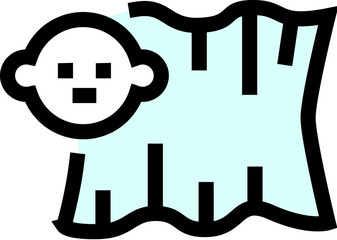 Newborn baby swaddled in blanket for care icon