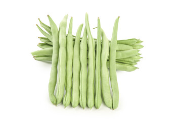 Fresh Green String Beans on White Background - Healthy Vegetables