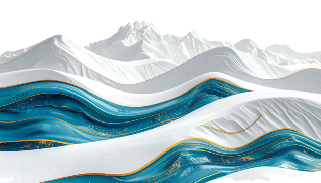 Abstract digital art shows flowing blue and white layers mimicking mountain ranges - Powered by Adobe