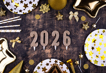 2026 New year background with golden decoration