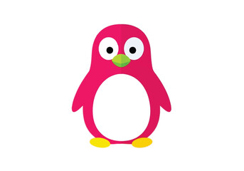 Obraz premium Cute Pink Penguin Cartoon Character Illustration.