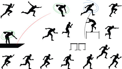 Black Silhouette Set of Fine Dining and Hospitality Staff: Waiters, Waitresses, Sommeliers, and Servers with Trays and Wine Glasses Icons for Service and Catering