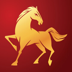 Chinese Oriental Traditional Paper Cut Art Pattern Horse Symbol - Golden