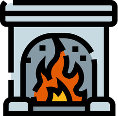 Obraz premium Fireplace with burning fire bringing warmth to home