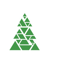 Obraz premium Geometric green Christmas tree design on white background 