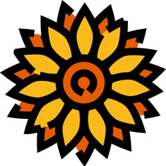 Stylized sunflower icon representing nature and growth