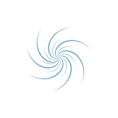 Abstract blue spiral design with flowing lines on white background  