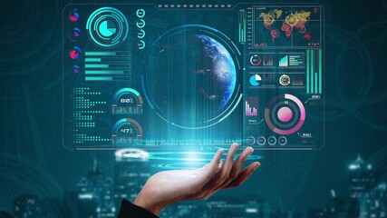 High-tech global network connection interface showing worldwide digital communication, data exchange, and internet connectivity. Global connection, data interaction, and worldwide communication. Thunk - Powered by Adobe
