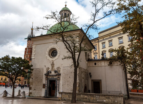 Exterior of the St Adalbert Church (Church of St. Wojciech) at the Rynek Glowny, Krakow, Lesser Poland, Poland, Europe
