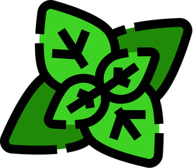 Basil leaves fresh green herb plant icon