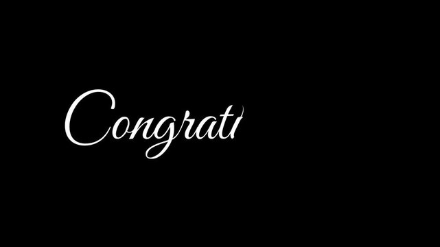 congratulations text animation white and black color on black background, great for festive branding design, graduation invitations or new year
celebration with luxury style and rich tones. 4K Video.