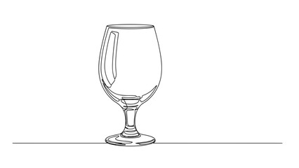 Empty wine glass illustration in minimalistic line art style