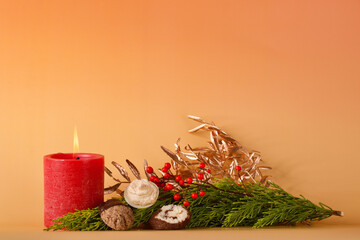 christmas still life with candle