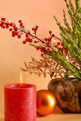 christmas candle and decorations