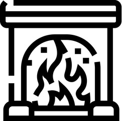 Obraz premium Fireplace with burning fire flames line icon