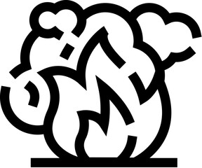 Fire producing smoke line art icon symbol