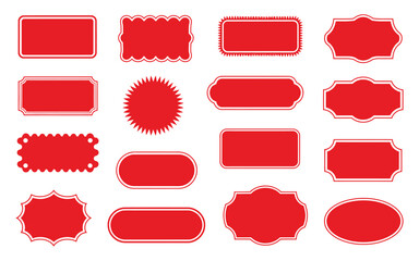 Red Zigzag and Scallop Edge Frame Set Featuring Rectangle and Square Shapes in Clean Vector Illustration, Decorative Silhouette Borders for Creative Layouts and Design Projects