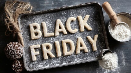 Homemade Black Friday cookies spell out the big sale event, perfect for festive marketing and seasonal promotions