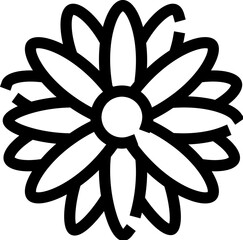 Black and white flower line art icon design
