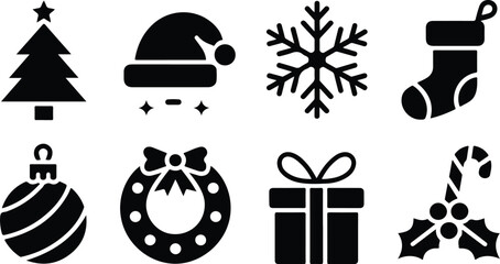 Christmas Icon Set  Holiday Xmas Icon Pack